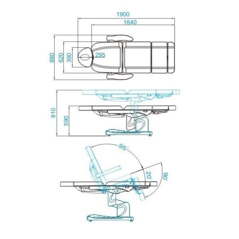 Fotel kosmetyczny elektr. Azzurro 708A 4 siln. biały Fotel kosmetyczny elektr. Azzurro 708A 4 siln. biały