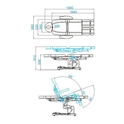 Fotel kosmetyczny elektr. Azzurro 708AS pedi 3 siln. szary Fotel kosmetyczny elektr. Azzurro 708AS pedi 3 siln. szary