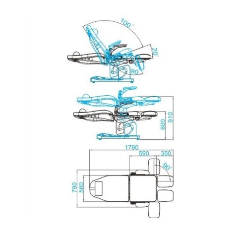 Fotel podologiczny elektr. Azzurro 709A 3 siln. szary Fotel podologiczny elektr. Azzurro 709A 3 siln. szary