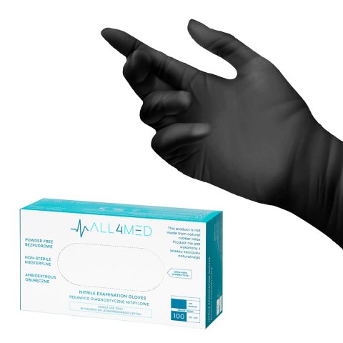 All4med jednorazowe rękawice diagnostyczne nitrylowe czarne L 10 x100szt All4med jednorazowe rękawice diagnostyczne nitrylowe czarne L 10 x100szt