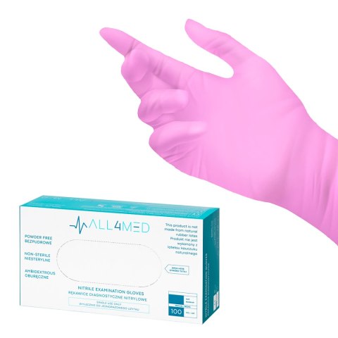 All4med jednorazowe rękawice diagnostyczne nitrylowe różowe S 10 x100szt All4med jednorazowe rękawice diagnostyczne nitrylowe różowe S 10 x100szt