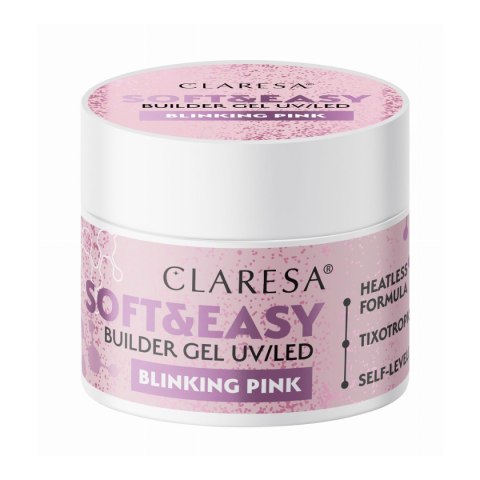 Claresa żel budujący Soft&Easy gel blinking pink 45g Claresa żel budujący Soft&Easy gel blinking pink 45g