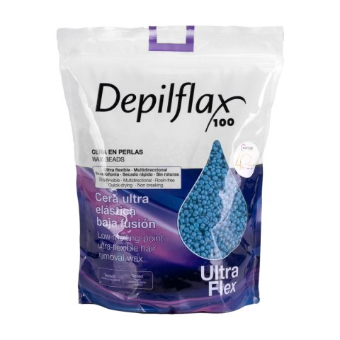 Depilflax 100 elastyczny wosk do depilacji o niskiej temperaturze topnienia perłowy Ultraflex blue 1000g Depilflax 100 elastyczny wosk do depilacji o niskiej temperaturze topnienia perłowy Ultraflex blue 1000g