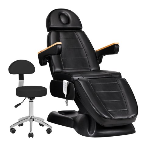 Fotel kosmetyczny elektryczny SILLON Lux 273b + taboret 304 czarny Fotel kosmetyczny elektryczny SILLON Lux 273b + taboret 304 czarny