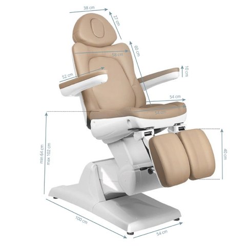 Fotel kosmetyczny elektr. Azzurro 870S pedi 3 siln. cappuccino Fotel kosmetyczny elektr. Azzurro 870S pedi 3 siln. cappuccino