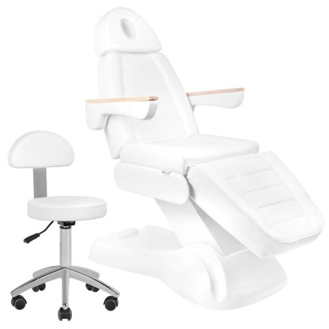 Fotel kosmetyczny elektryczny SILLON Lux 273b + taboret 304 biały Fotel kosmetyczny elektryczny SILLON Lux 273b + taboret 304 biały