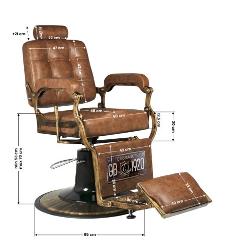 Gabbiano fotel barberski Boss Old Leather jasnobrązowy Gabbiano fotel barberski Boss Old Leather jasnobrązowy