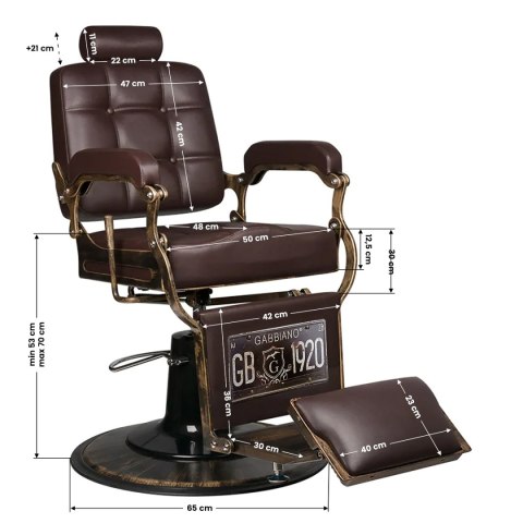 Gabbiano fotel barberski Boss brązowy Gabbiano fotel barberski Boss brązowy