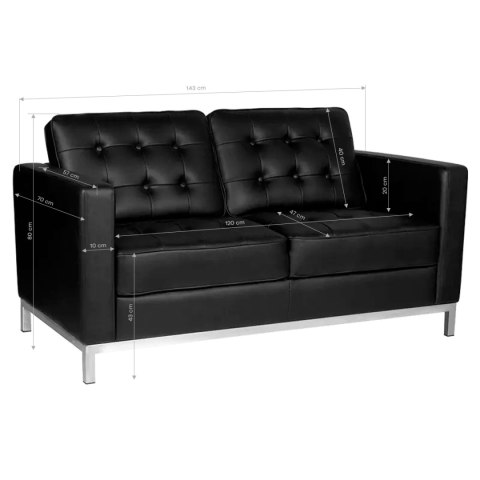 Gabbiano sofa do poczekalni BM18019 czarna Gabbiano sofa do poczekalni BM18019 czarna