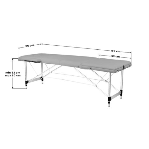 Stół składany do masażu aluminiowy komfort Activ Fizjo 3 segmentowy szary Stół składany do masażu aluminiowy komfort Activ Fizjo 3 segmentowy szary