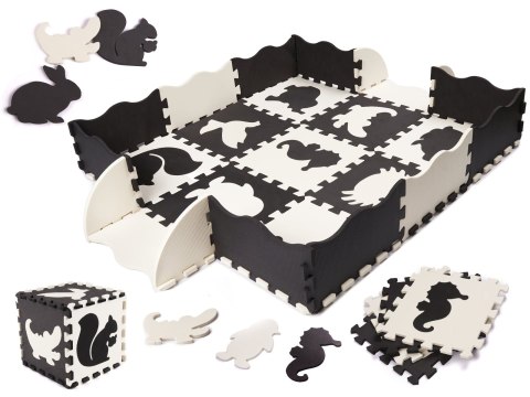 Mata edukacyjna piankowa puzzle kojec 114 x 114 x 1 cm czarna 25 elementów Mata edukacyjna piankowa puzzle kojec 114 x 114 x 1 cm czarna 25 elementów