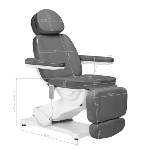 Elektryczny fotel kosmetyczny SILLON CLASSIC 3 silniki szary Elektryczny fotel kosmetyczny SILLON CLASSIC 3 silniki szary