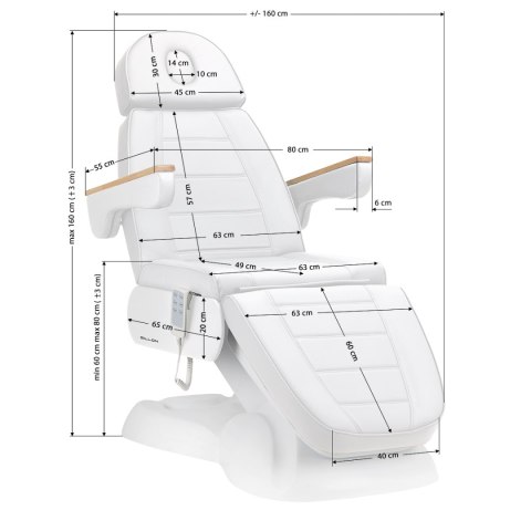 Fotel kosmetyczny elektryczny SILLON Lux 273b 3 silniki biały Fotel kosmetyczny elektryczny SILLON Lux 273b 3 silniki biały