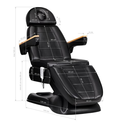 Fotel kosmetyczny elektryczny SILLON Lux 273b 3 silniki czarny Fotel kosmetyczny elektryczny SILLON Lux 273b 3 silniki czarny
