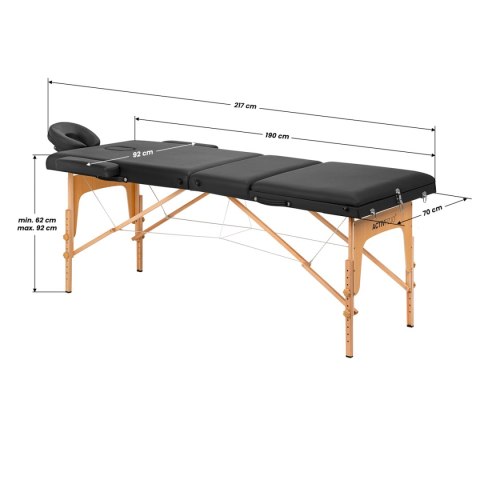 Stół składany do masażu drewniany Komfort Activ Fizjo Lux 3 segmentowy 190x70 czarny Stół składany do masażu drewniany Komfort Activ Fizjo Lux 3 segmentowy 190x70 czarny