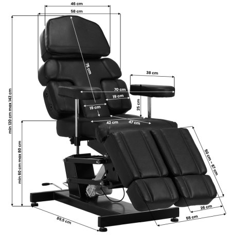 Fotel elektryczny Azzurro do tatuażu Pro Ink 3710 Fotel elektryczny Azzurro do tatuażu Pro Ink 3710