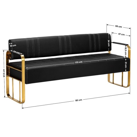 Gabbiano Sofa do poczekalni Avila złoto czarna Gabbiano Sofa do poczekalni Avila złoto czarna