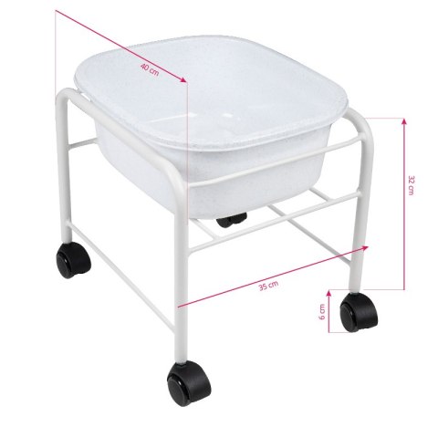 Brodzik do pedicure prosty z kółkami biały Brodzik do pedicure prosty z kółkami biały