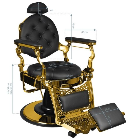 Gabbiano fotel barberski Giulio Gold czarny Gabbiano fotel barberski Giulio Gold czarny