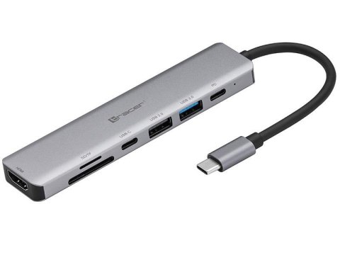 Kabel adapter 7w1 Tracer A-2, USB Type-C z czytnikiem kart, HDMI 4K, USB 3.0, PDW 60W Kabel adapter 7w1 Tracer A-2, USB Type-C z czytnikiem kart, HDMI 4K, USB 3.0, PDW 60W