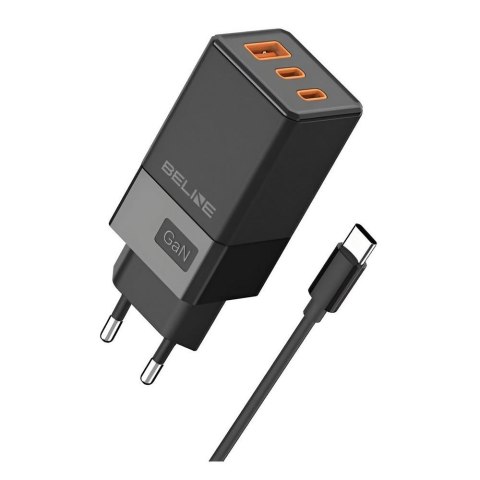 Ładowarka sieciowa Beline 65W GaN 2xUSB-C PD 3.0 + 1xUSB-A QC 3.0 +kabel USB-C - czarna Ładowarka sieciowa Beline 65W GaN 2xUSB-C PD 3.0 + 1xUSB-A QC 3.0 +kabel USB-C - czarna