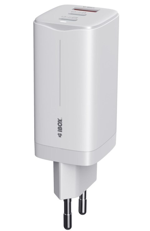 Ładowarka sieciowa GaN iBOX C-65 USB-C PD65W, kabel USB-C, White Ładowarka sieciowa GaN iBOX C-65 USB-C PD65W, kabel USB-C, White