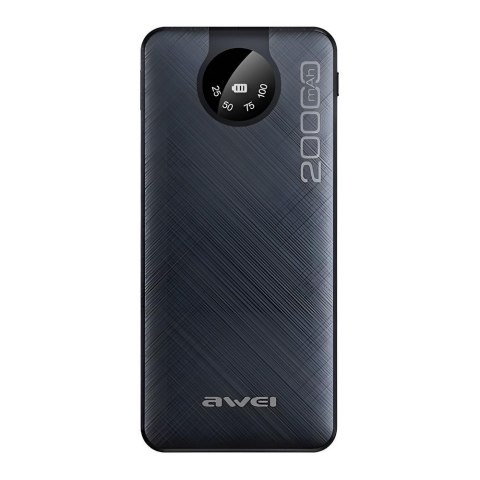 Powerbank Awei P134K 20000mAh 1xUSB 2,1A+kable microUSB/lightning/USB-C czarny Powerbank Awei P134K 20000mAh 1xUSB 2,1A+kable microUSB/lightning/USB-C czarny