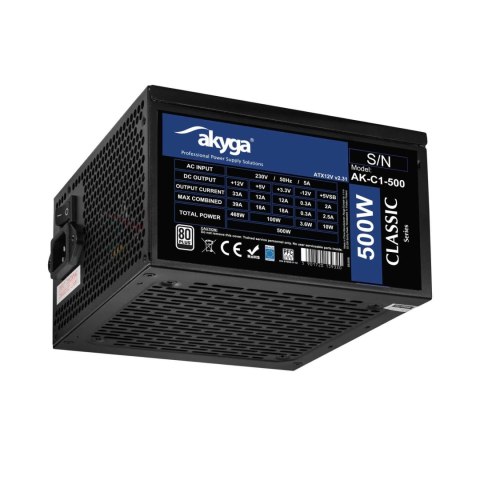 Zasilacz ATX 500W Akyga AK-C1-500 P4+4 2x PCI-E 6+2 pin 4x SATA 2x Molex APFC FAN 12cm Zasilacz ATX 500W Akyga AK-C1-500 P4+4 2x PCI-E 6+2 pin 4x SATA 2x Molex APFC FAN 12cm