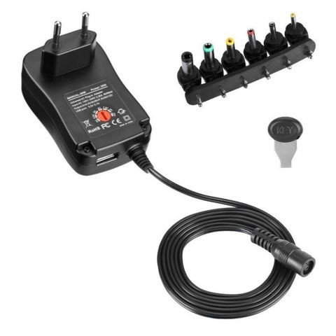 Zasilacz sieciowy Techly Uniwersalny Regulowany 3-12V 1A 12W USB 5V 2.1A Zasilacz sieciowy Techly Uniwersalny Regulowany 3-12V 1A 12W USB 5V 2.1A
