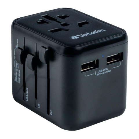 Adapter podróżny Verbatim UTA-01 globalny 2xUSB 12W Adapter podróżny Verbatim UTA-01 globalny 2xUSB 12W