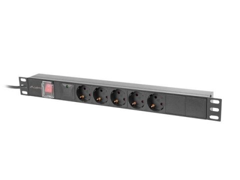 Listwa zasilająca Lanberg Rack PDU 19" 1U 16A 5x 230V Schuko 2M Czarna Listwa zasilająca Lanberg Rack PDU 19" 1U 16A 5x 230V Schuko 2M Czarna