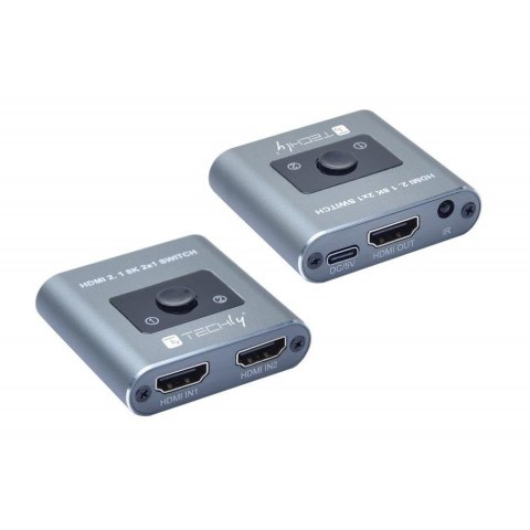 Przełącznik Techly HDMI 2.1 8K*60Hz 2x1 z Pilotem IR, 2-Portowy Przełącznik Techly HDMI 2.1 8K*60Hz 2x1 z Pilotem IR, 2-Portowy