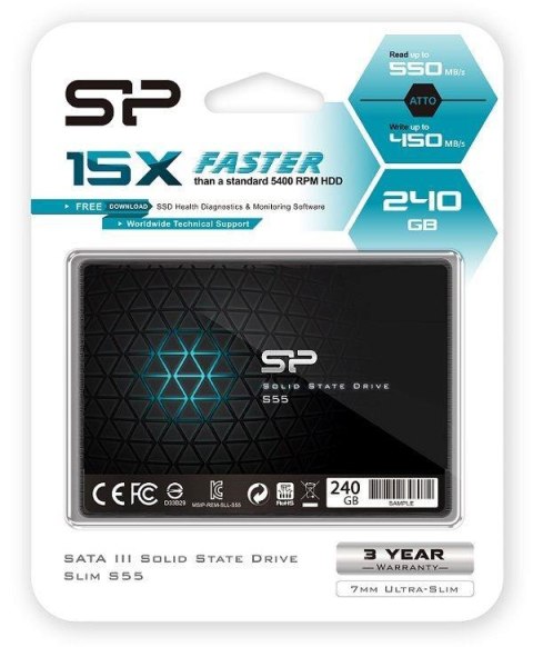 Dysk SSD Silicon Power S55 240GB 2.5" SATA3 (550/450 MB/s) 7mm Dysk SSD Silicon Power S55 240GB 2.5" SATA3 (550/450 MB/s) 7mm