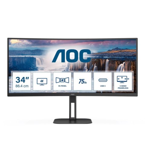 Monitor AOC 34" CU34V5C/BK HDMI DP USB-C głośniki Monitor AOC 34" CU34V5C/BK HDMI DP USB-C głośniki