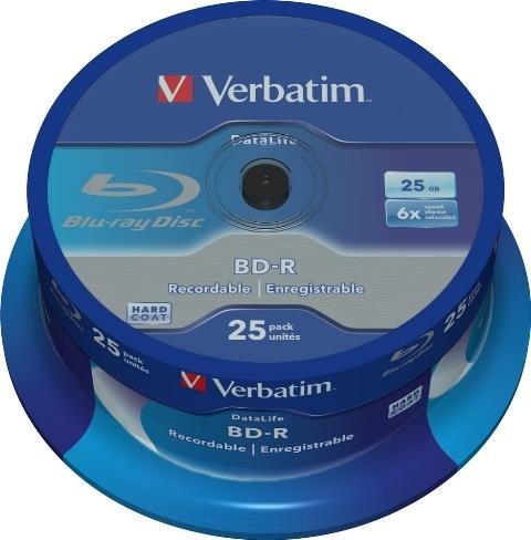 Płyty BD-R Verbatim 25 GB SL Datalife Cake 25 Płyty BD-R Verbatim 25 GB SL Datalife Cake 25