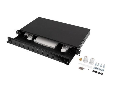 Przełącznica światłowodowa Lanberg 12xSC simplex / 12xLC duplex Rack 19" 1U czarna + akcesoria Przełącznica światłowodowa Lanberg 12xSC simplex / 12xLC duplex Rack 19" 1U czarna + akcesoria