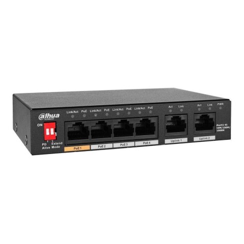 Switch niezarządzalny Dahua PFS3006-4GT-60-V2 4xPoE 2xUplink 1GbE Switch niezarządzalny Dahua PFS3006-4GT-60-V2 4xPoE 2xUplink 1GbE