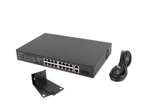 Switch niezarządzalny Lanberg 16x 100Mb PoE+/2x Combo Rack 19" Gigabit Ethernet 250W Switch niezarządzalny Lanberg 16x 100Mb PoE+/2x Combo Rack 19" Gigabit Ethernet 250W