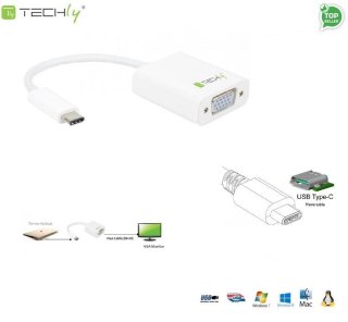 Adapter Techly USB31-VGA USB-C 3.1 na VGA M/Ż, biały 0,15m IADAP