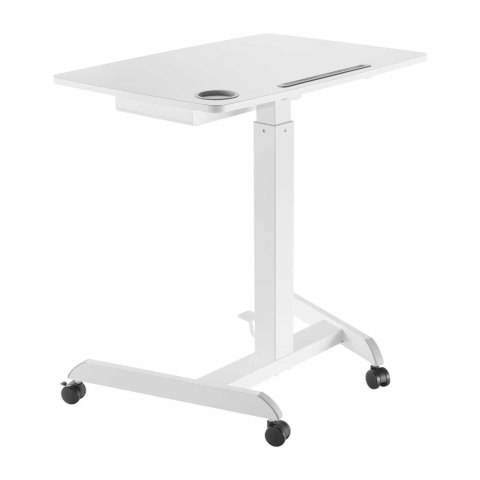 Biurko, stolik do laptopa Maclean MC-903W regulacja wysokości, z szufladą, białe, do pracy stojąco siedzącej, max wys 113cm - 8k Biurko, stolik do laptopa Maclean MC-903W regulacja wysokości, z szufladą, białe, do pracy stojąco siedzącej, max wys 113cm - 8k