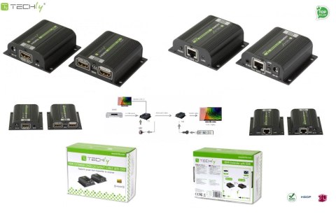 Extender HDMI Techly po skrętce Cat.6/6a/7, do 40m, EDID IR POE/POC Extender HDMI Techly po skrętce Cat.6/6a/7, do 40m, EDID IR POE/POC