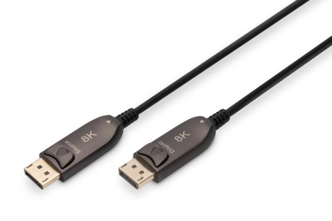 Kabel DIGITUS połączeniowy hybrydowy AOC DisplayPort 1.4 8K60Hz UHD DP/DP M/M czarny 20m Kabel DIGITUS połączeniowy hybrydowy AOC DisplayPort 1.4 8K60Hz UHD DP/DP M/M czarny 20m