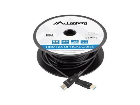 Kabel HDMI Lanberg M/M v2.1 100m 8K czarny optyczny AOC Kabel HDMI Lanberg M/M v2.1 100m 8K czarny optyczny AOC