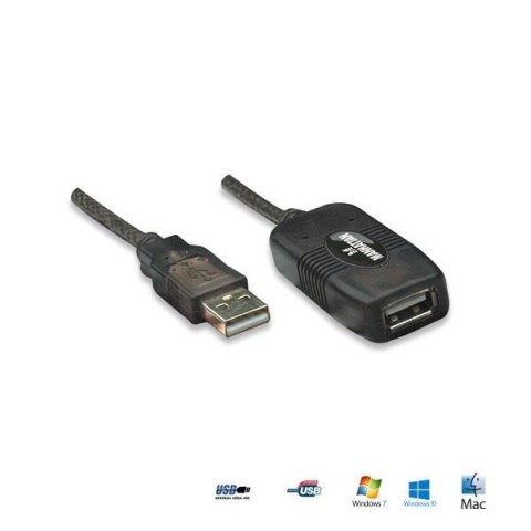 Kabel Manhattan przedłużacz USB 2.0 A-A M/F aktywny, 10m, czarny Kabel Manhattan przedłużacz USB 2.0 A-A M/F aktywny, 10m, czarny