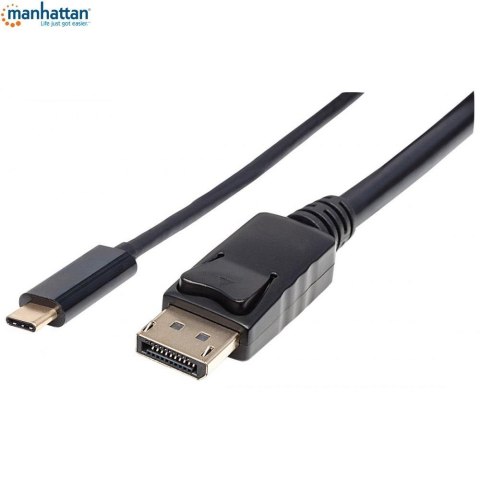 Kabel adapter Manhattan USB-C DP Alt Mode na Displayport M/M 2m, czarny Kabel adapter Manhattan USB-C DP Alt Mode na Displayport M/M 2m, czarny