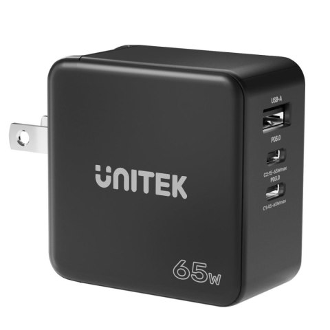 Ładowarka Sieciowa Unitek P1117B 3 porty, PD 65W, GaN, podróżna Ładowarka Sieciowa Unitek P1117B 3 porty, PD 65W, GaN, podróżna
