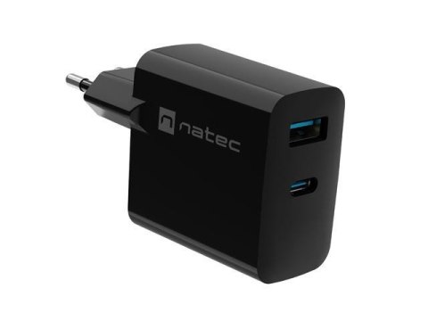 Ładowarka sieciowa, Ładowarka do laptopów Natec Ribera Gan 1x USB-A + 1x USB-C 45W czarna Ładowarka sieciowa, Ładowarka do laptopów Natec Ribera Gan 1x USB-A + 1x USB-C 45W czarna