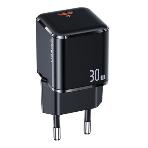 Ładowarka sieciowa Usams T45 mini 30W 1xUSB-C PD 3.0 bez kabla - czarna Ładowarka sieciowa Usams T45 mini 30W 1xUSB-C PD 3.0 bez kabla - czarna