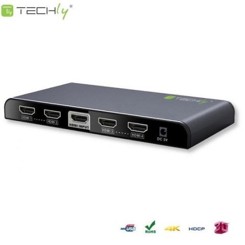 Rozdzielacz / Splitter Techly AV HDMI 2.0 1/4 Ultra HD 4Kx2K 3D Rozdzielacz / Splitter Techly AV HDMI 2.0 1/4 Ultra HD 4Kx2K 3D