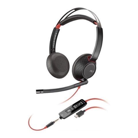 Słuchawki z mikrofonem Poly Blackwire 5220 Stereo USB-C Headset + 3,5mm jack + adapter USB-C/A (Bulk) Słuchawki z mikrofonem Poly Blackwire 5220 Stereo USB-C Headset + 3,5mm jack + adapter USB-C/A (Bulk)